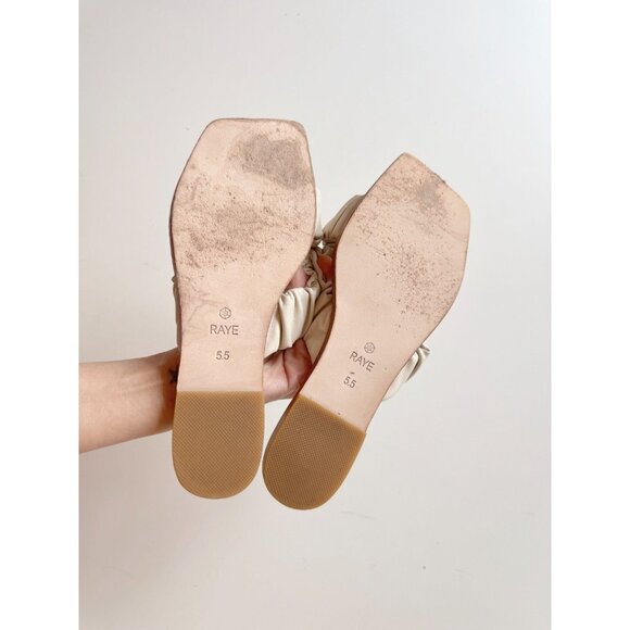 RAYE Moira Bone White Ruched Leather Criss Cross Slides Sandals Flats, Size 5.5 - Picture 8 of 9